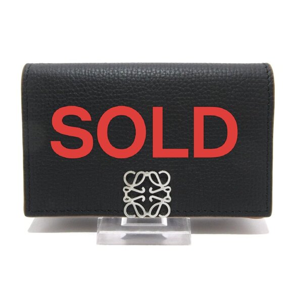 Loewe Accessories - LOEWE Anagram Business Card Holder Black Brown Soft Calf -536-050525